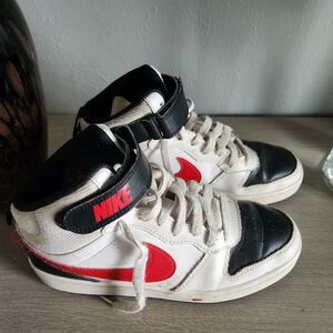 Nike Court Borough Mid 2 White Black University Red CD7782 110 Kid's Sz 5Y